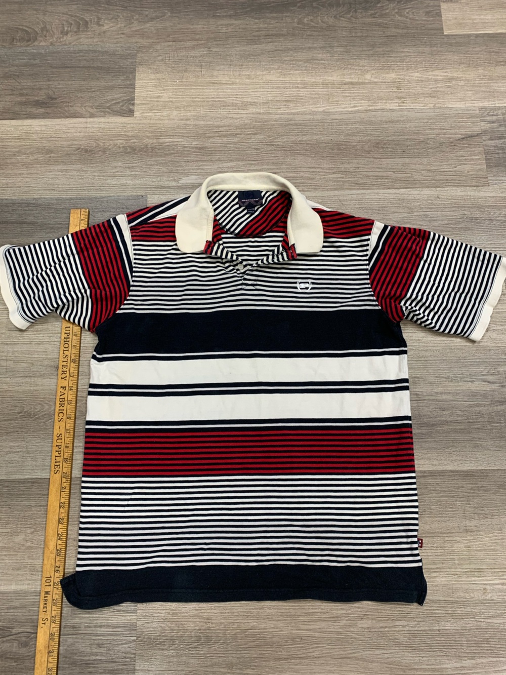 Phat Farm Striped Polo in Red, Navy & White